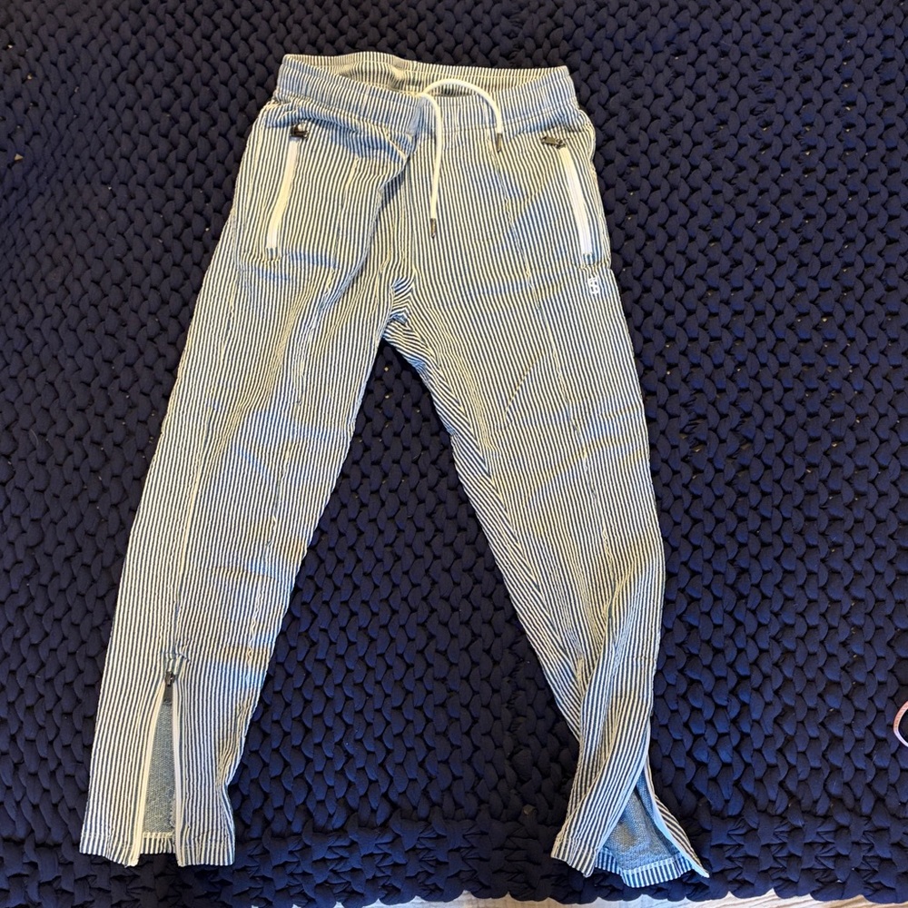 Todd Snyder Men’s Knit Seersucked Track Pant Stripes Blue and Green size large
